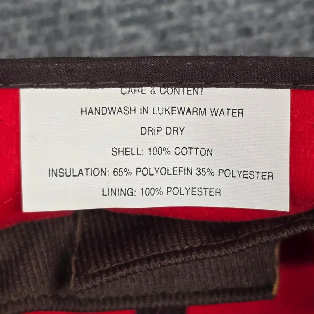 Vtg Carhartt A15 BRN Insulated Ear Flap Hat Duck Canvas Red Lined USA Made L